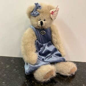 Cassie Bear Ty Attic Treasure #6028 blue outfit & bow 1993 10.5" Retired
